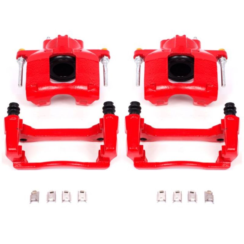 Power Stop 07-18 Jeep Wrangler JK Front Red Calipers w/Brackets - Pair