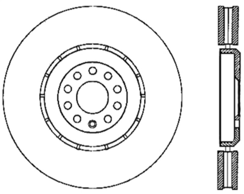 StopTech 04-06 Audi TT Quattro / 04 VW Golf R32 AWD Drilled Right Front Rotor